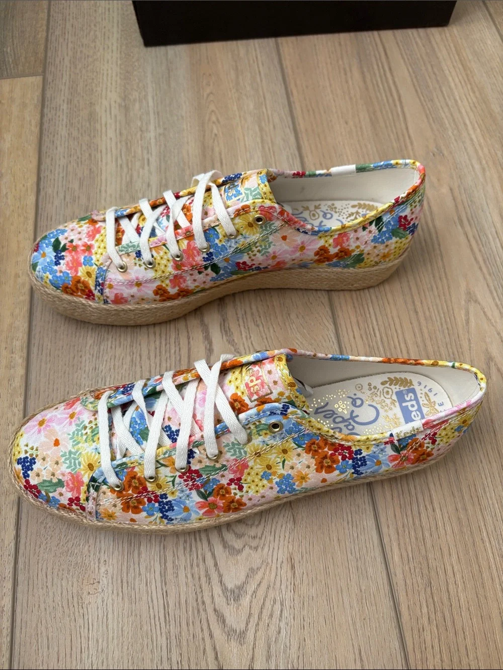 Keds x Rifle Paper Co. Margaux Triple Kick Jute Sole Sneakers SZ 10 Summery Boho